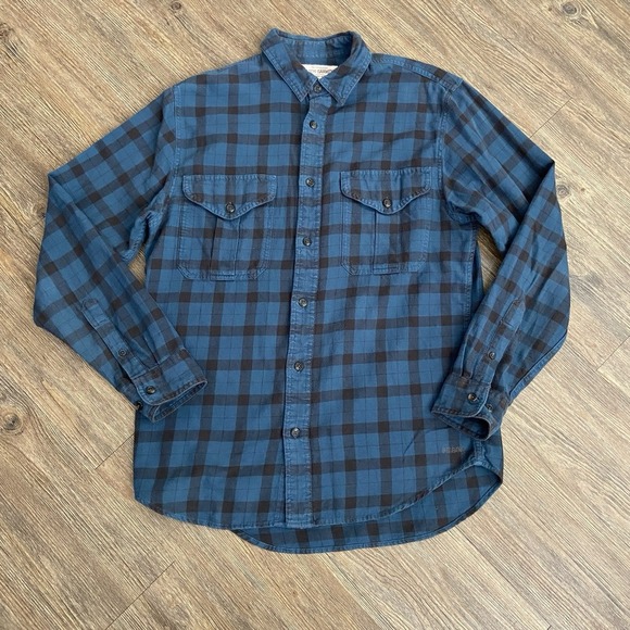 Men's Filson Garment C.C. Filson Blue‎ Plaid Long Sleeve Button Up Shirt Small S - Picture 1 of 4